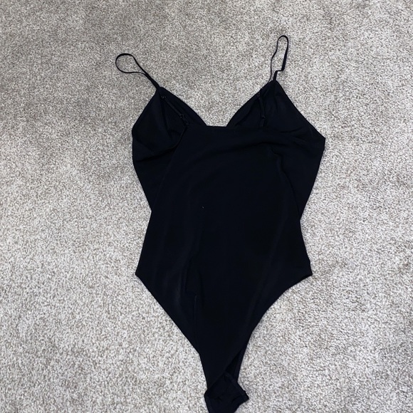 EUC One Piece Snap Crotch Black Bodysuit by Leith Size L Large Skinny Straps - Picture 7 of 7